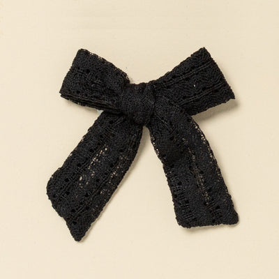 Black Woven Crochet Bow Clip