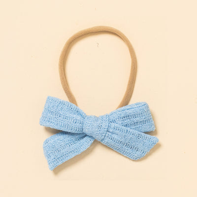 Light Blue Dainty Knit Headband Bow