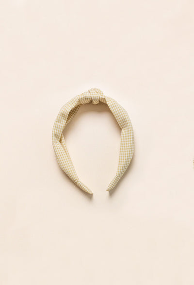 Pear Gingham Seersucker Knot Headband