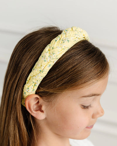 Yellow Wildflower Seersucker Braided Headband
