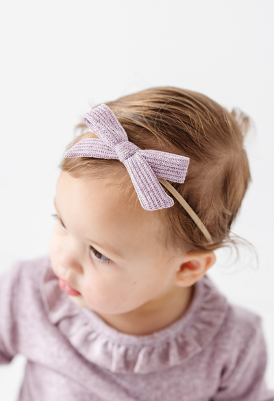 Lilac Spring Knit Headband Bow