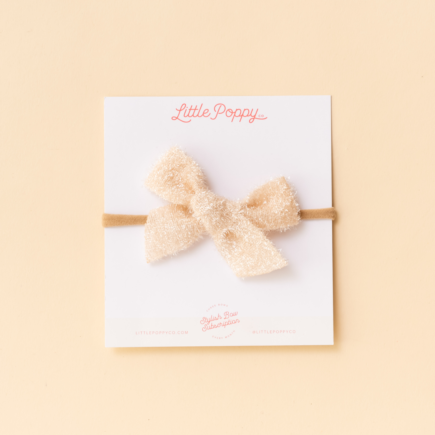 Beige Shimmer Ribbon Bow for girls, Spring Bow, Birthday Bow