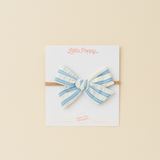 Blue Spring Crinkle Stripes Headband Bow