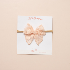 Quartz Rose Lace Floral Headband Bow