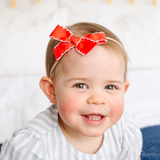 Strawberry Scalloped Ribbon Headband Bow
