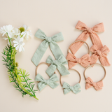 Peach Blossom Woven Seersucker Bow Clip