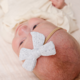 Stone Pointelle Knit Headband Bow