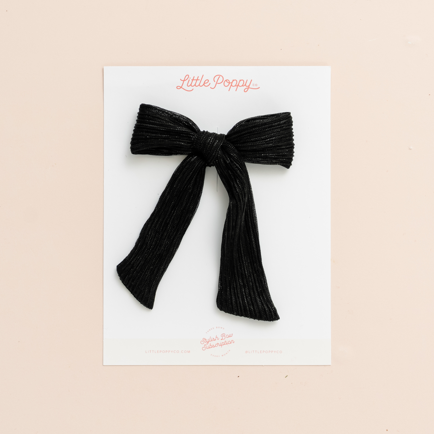 Ebony Pleated Sparkle Bow Clip