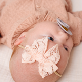 Quartz Rose Lace Floral Headband Bow