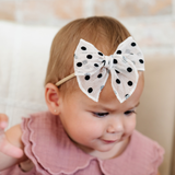 Noir Velvet Dot Headband Bow