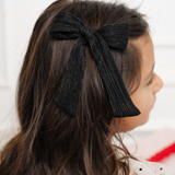 Ebony Pleated Sparkle Bow Clip