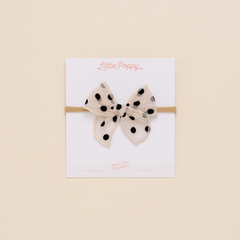 Noir Velvet Dot Headband Bow
