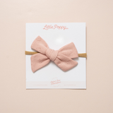 Pink Knitted Hearts Headband Bow