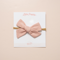 Pink Knitted Hearts Headband Bow