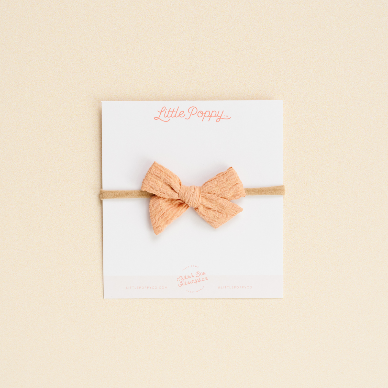 Peach Blossom Woven Seersucker Headband Bow