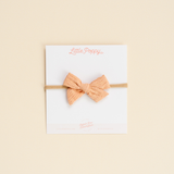 Peach Blossom Woven Seersucker Headband Bow