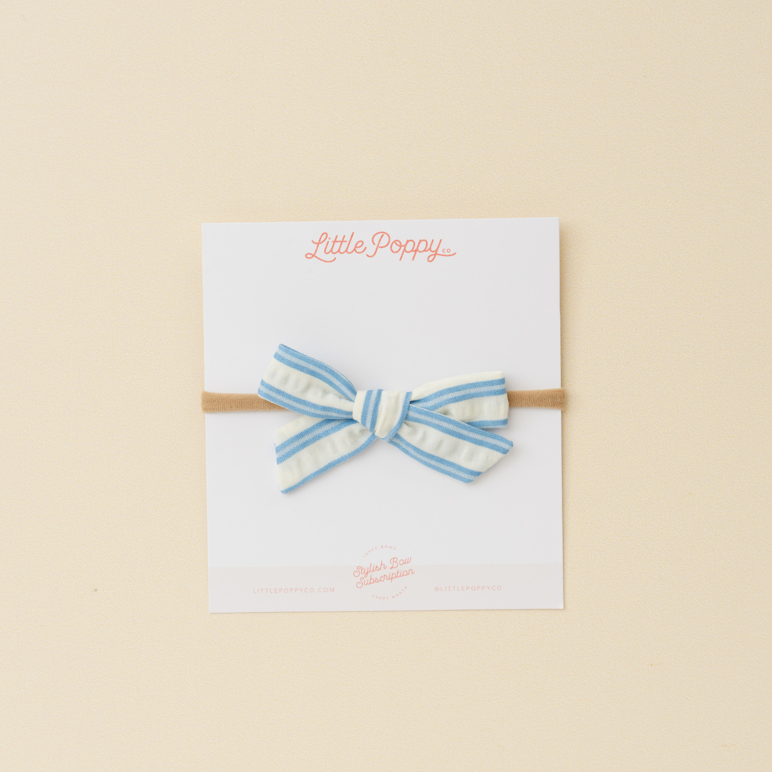 Blue Spring Crinkle Stripes Headband Bow