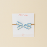 Blue Spring Crinkle Stripes Headband Bow