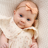 Peach Blossom Woven Seersucker Headband Bow