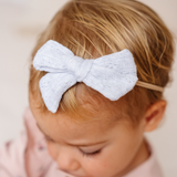 Stone Pointelle Knit Headband Bow