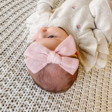 Pink Knitted Hearts Headband Bow
