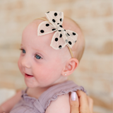Noir Velvet Dot Headband Bow