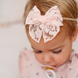 Quartz Rose Lace Floral Headband Bow