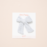 Stone Pointelle Knit Bow Clip