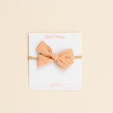 Peach Blossom Woven Seersucker Headband Bow