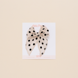 Noir Velvet Dot Bow Clip