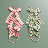 Evergreen Ribbed Knit Stripes Headband Bow