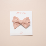 Pink Knitted Hearts Bow Clip