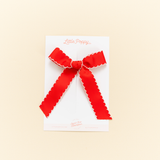 Strawberry Scalloped Ribbon Bow Clip