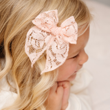 Quartz Rose Lace Floral Bow Clip