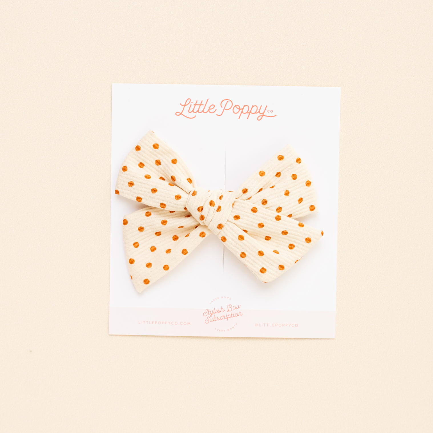 Orange Textured Dot Bow Clip