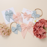 Seafoam Stitched Gauze Headband Bow