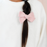 Pink Knitted Hearts Bow Clip
