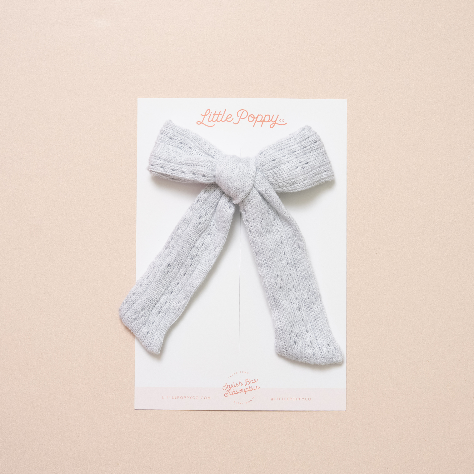 Stone Pointelle Knit Bow Clip