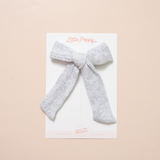 Stone Pointelle Knit Bow Clip