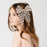 Noir Velvet Dot Bow Clip