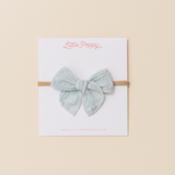 Seafoam Stitched Gauze Headband Bow