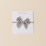 Black Classic Gingham Headband Bow
