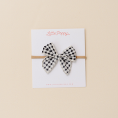 Black Classic Gingham Headband Bow