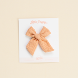Peach Blossom Woven Seersucker Bow Clip