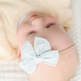 Seafoam Stitched Gauze Headband Bow