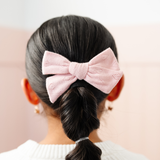 Pink Knitted Hearts Bow Clip