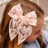 Quartz Rose Lace Floral Bow Clip