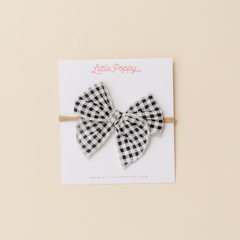 Black Classic Gingham Headband Bow