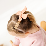 Peach Blossom Woven Seersucker Bow Clip