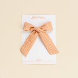Peach Blossom Woven Seersucker Bow Clip